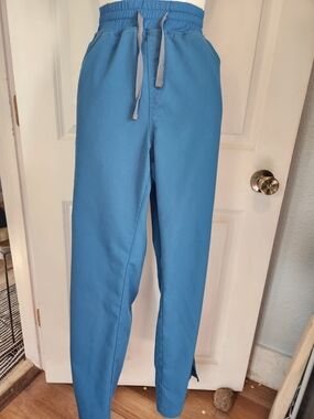 Women's Caribbean Blue Elastic Waist Scrub Pants